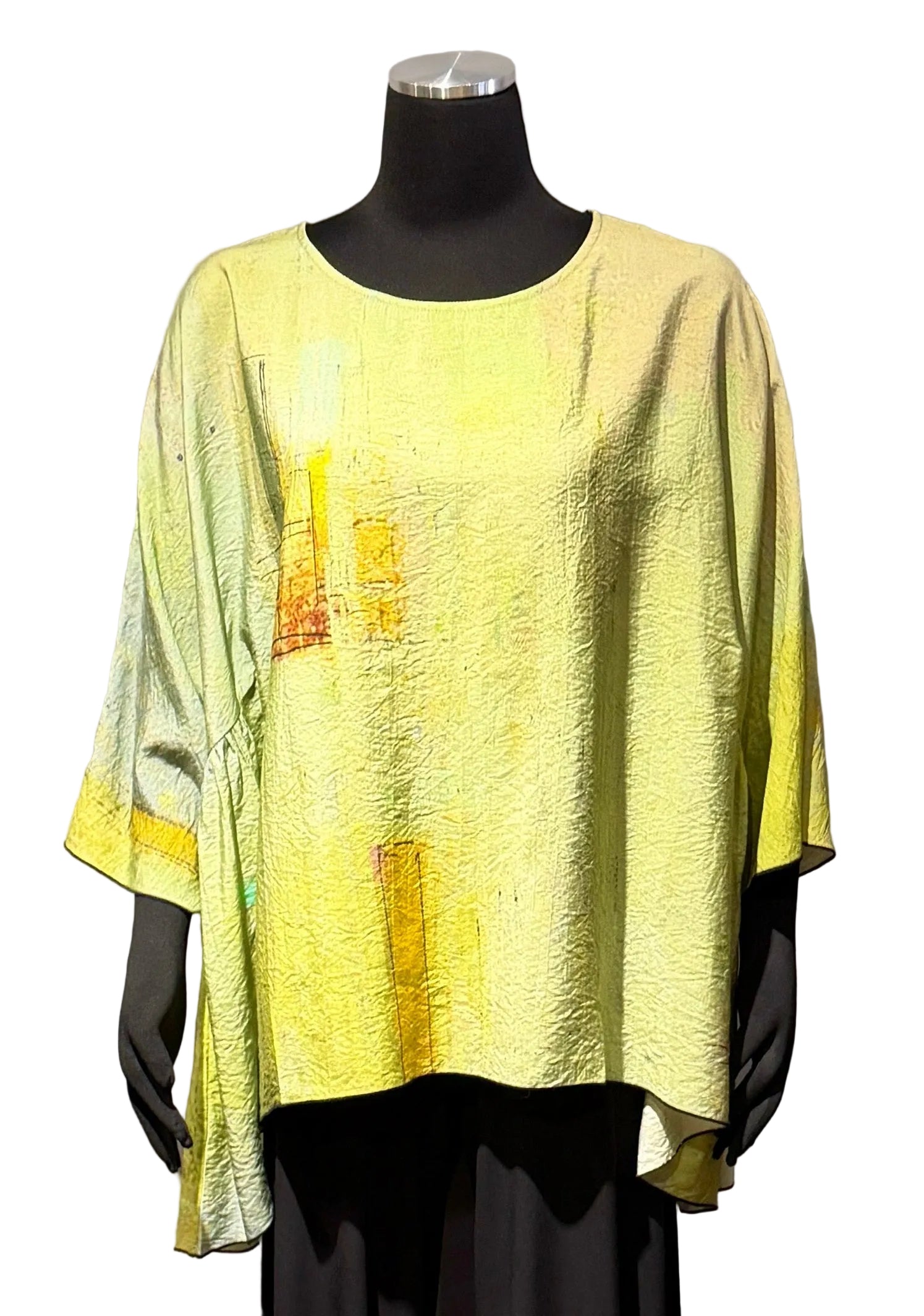 3 Potato 00252-22SYLO One Size 3/4 Sleeve Hand Painted Butterfly Blouse