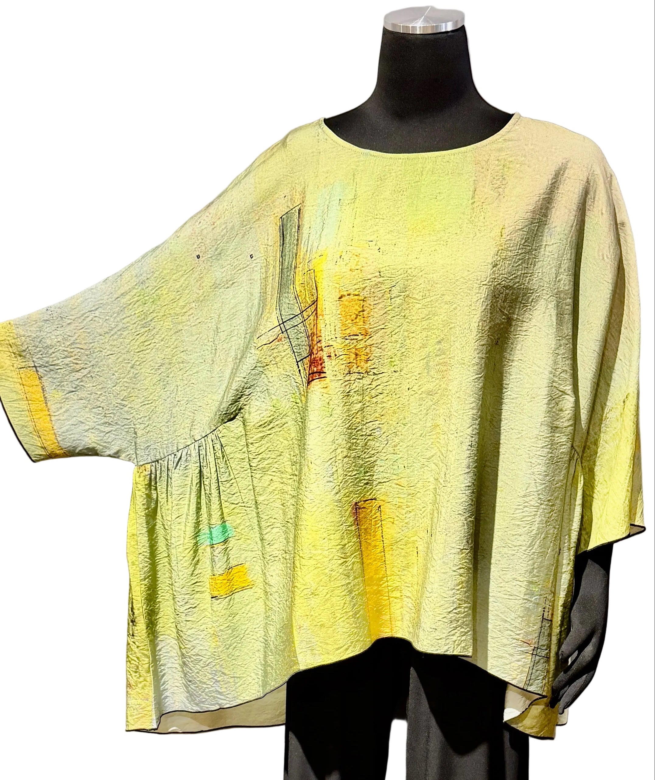 3 Potato 00252-22SYLO One Size 3/4 Sleeve Hand Painted Butterfly Blouse