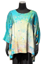 3 Potato 00252-S22BL One Size 3/4 Sleeve Hand Painted Butterfly Top