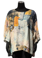 3 Potato 00252-MUTIA One Size 3/4 Sleeve Hand Painted Butterfly Top