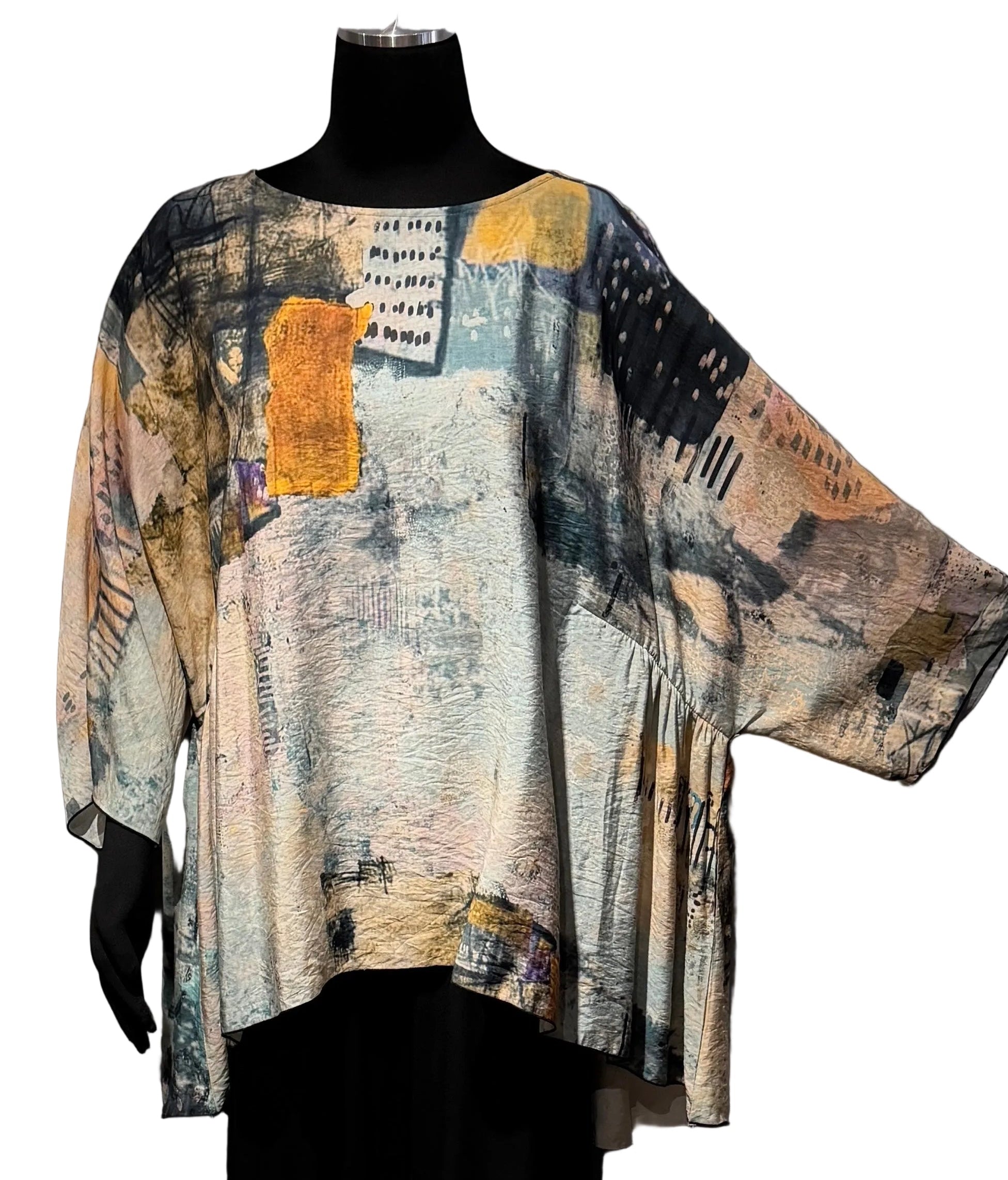 3 Potato 00252-MUTIA One Size 3/4 Sleeve Hand Painted Butterfly Top