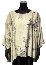 3 Potato 00252-25RAB1 One Size 3/4 Sleeve Hand Painted Butterfly Top