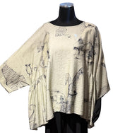 3 Potato 00252-25RAB1 One Size 3/4 Sleeve Hand Painted Butterfly Top