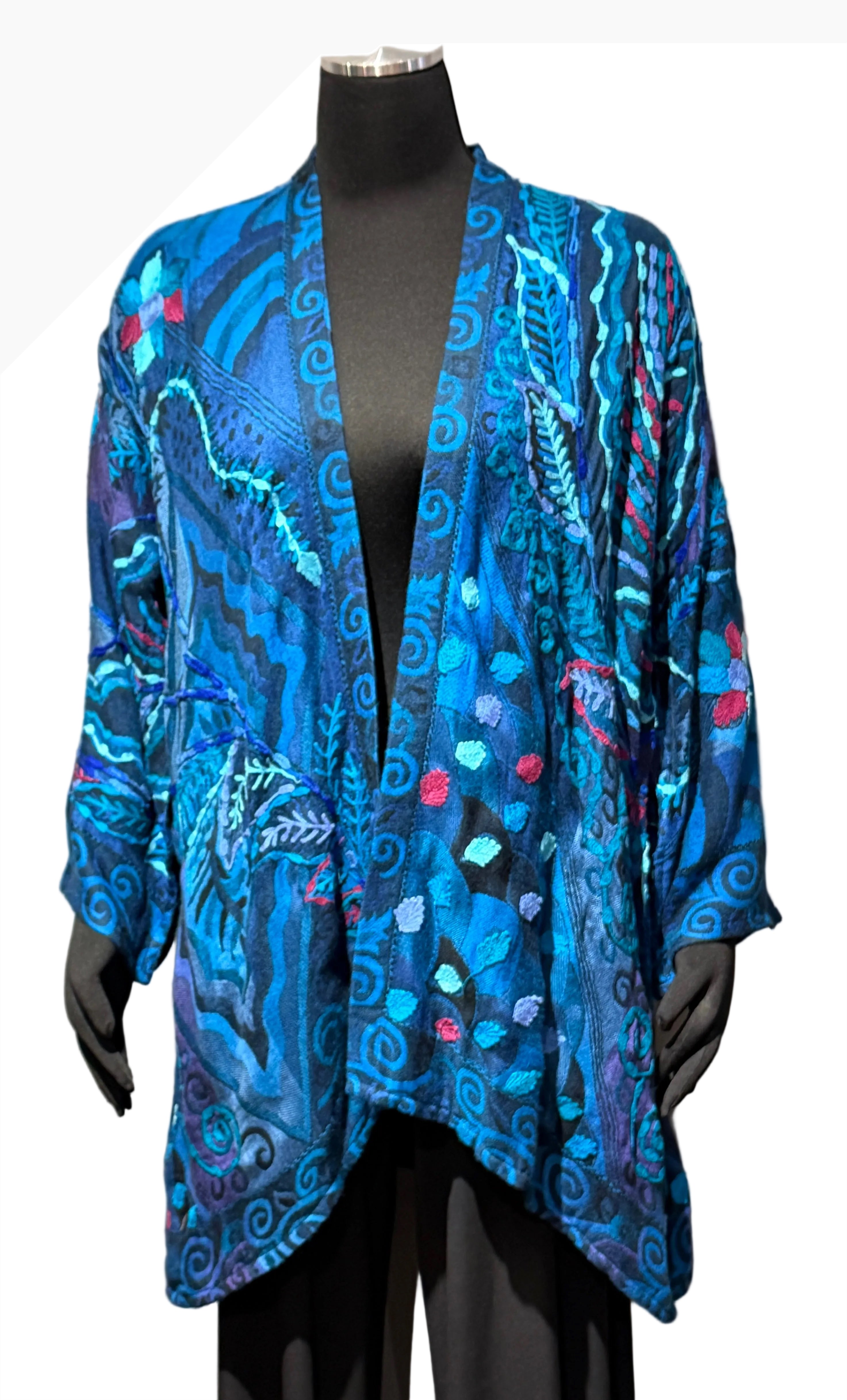Anu 19828CT CANYON TOKYO Embroidered Long Sleeve Open Front Jacket