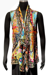Anu 14065NC NAVY CANYON Shawl Collar Floral Embroidered Vest