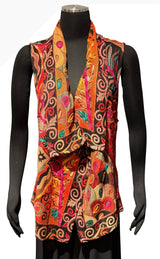 Anu 16077RC RED CANYON Shawl Collar Floral Embroidered Vest
