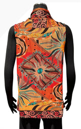 Anu 16077RC RED CANYON Shawl Collar Floral Embroidered Vest
