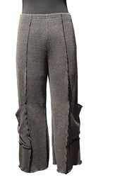 Vine Street 229CH CHARCOAL Ribbed & Pieced Lettuce Edge Pull-On Pants
