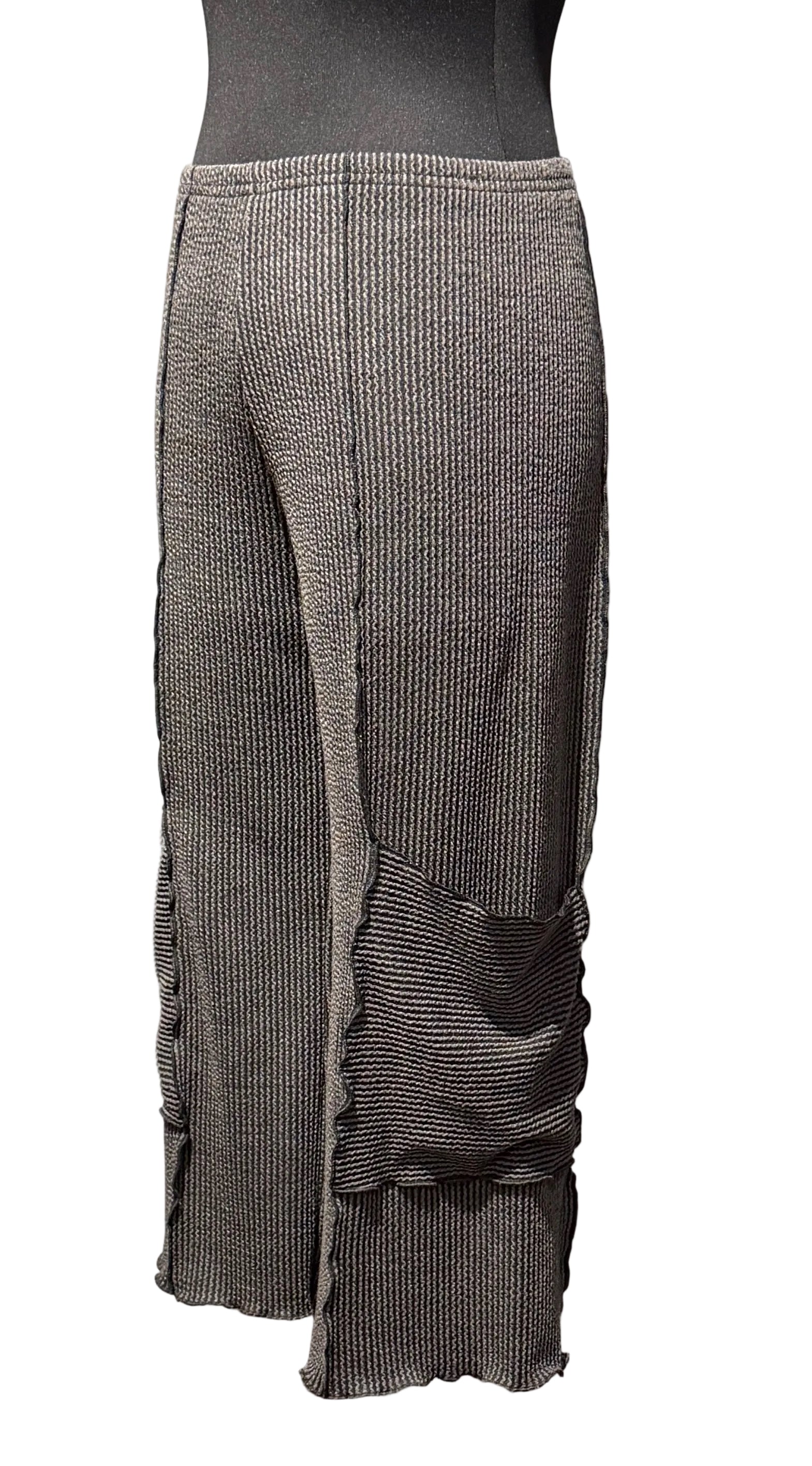 Vine Street 229CH CHARCOAL Ribbed & Pieced Lettuce Edge Pull-On Pants