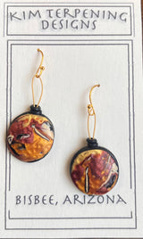 Kim Terpening KTE2-5  2" Mixed Media Polymer Clay Earrings