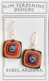 Kim Terpening KTE1.5-4  1.5" Mixed Media Polymer Clay Earrings