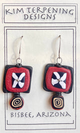 Kim Terpening KTE2-1  2" Mixed Media Polymer Clay Earrings