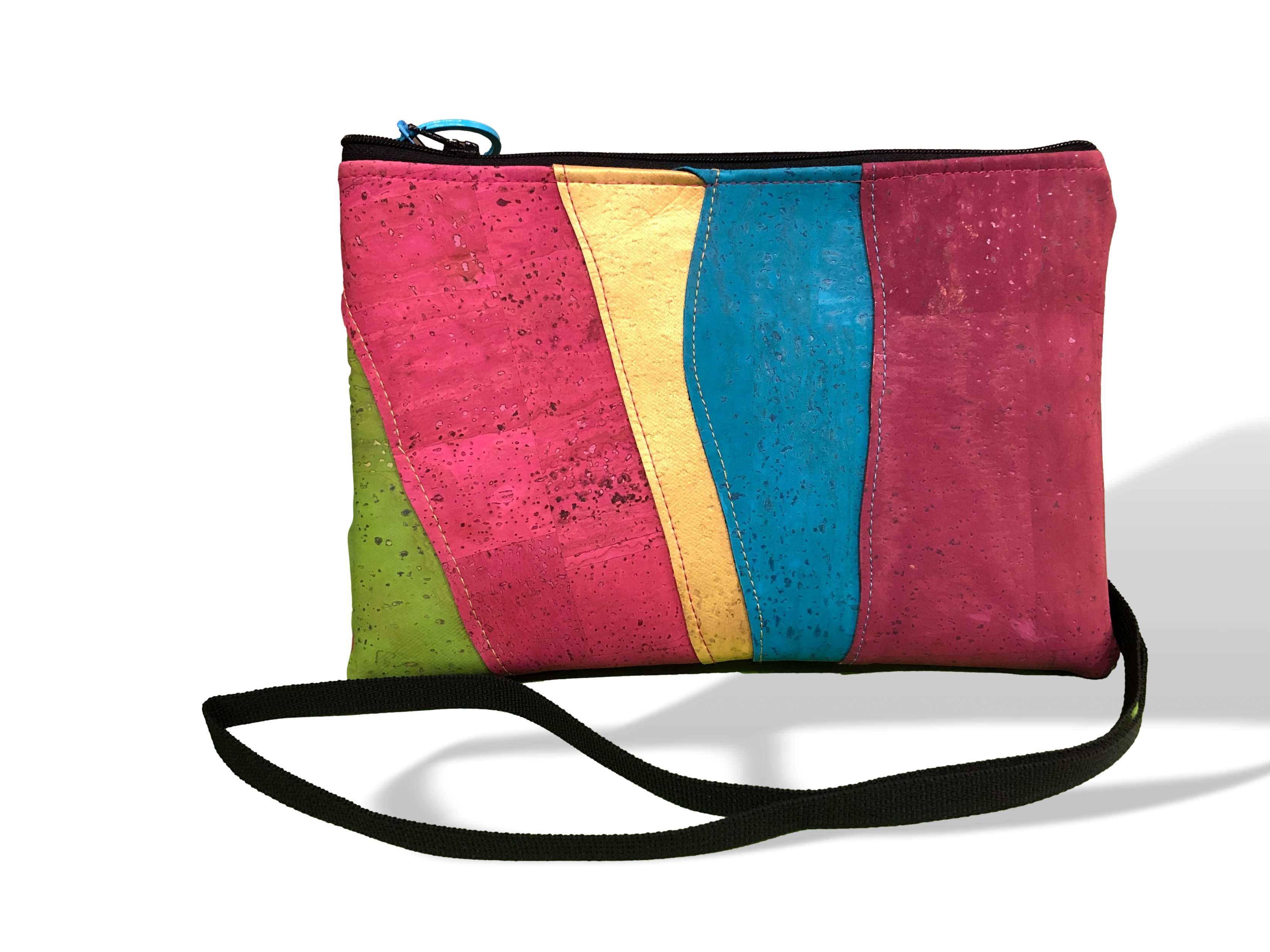Susan Reed SRGPYBR Green Pink Yellow Blue Red Cork Handbag