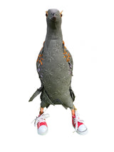 Leonor Pisano GDRS Grey Dove With Red Sneakers Handmade Fabric Sculpture