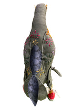 Leonor Pisano GDRS Grey Dove With Red Sneakers Handmade Fabric Sculpture