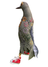 Leonor Pisano GDRS Grey Dove With Red Sneakers Handmade Fabric Sculpture