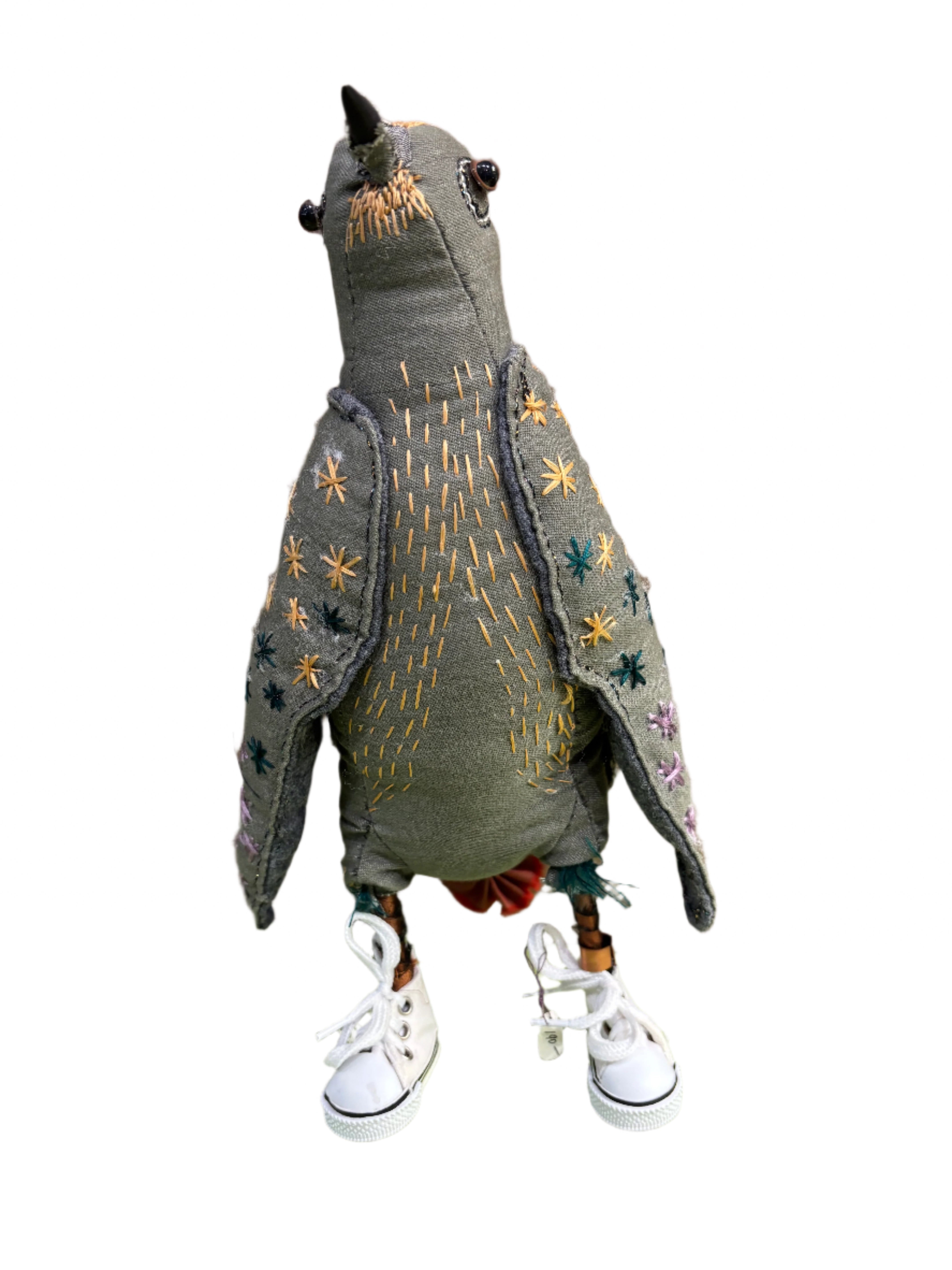 Leonor Pisano GDWS Grey Dove With White Sneakers Handmade Fabric Sculpture
