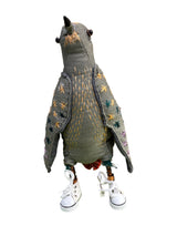 Leonor Pisano GDWS Grey Dove With White Sneakers Handmade Fabric Sculpture