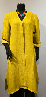 Dolma ASISMSTD Mustard Eisley One Size 100% Linen Duster Coat