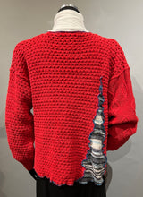 Rags 2 Riches (Size: L/XL) Upcycled Red Long-Sleeve Pullover Sweater