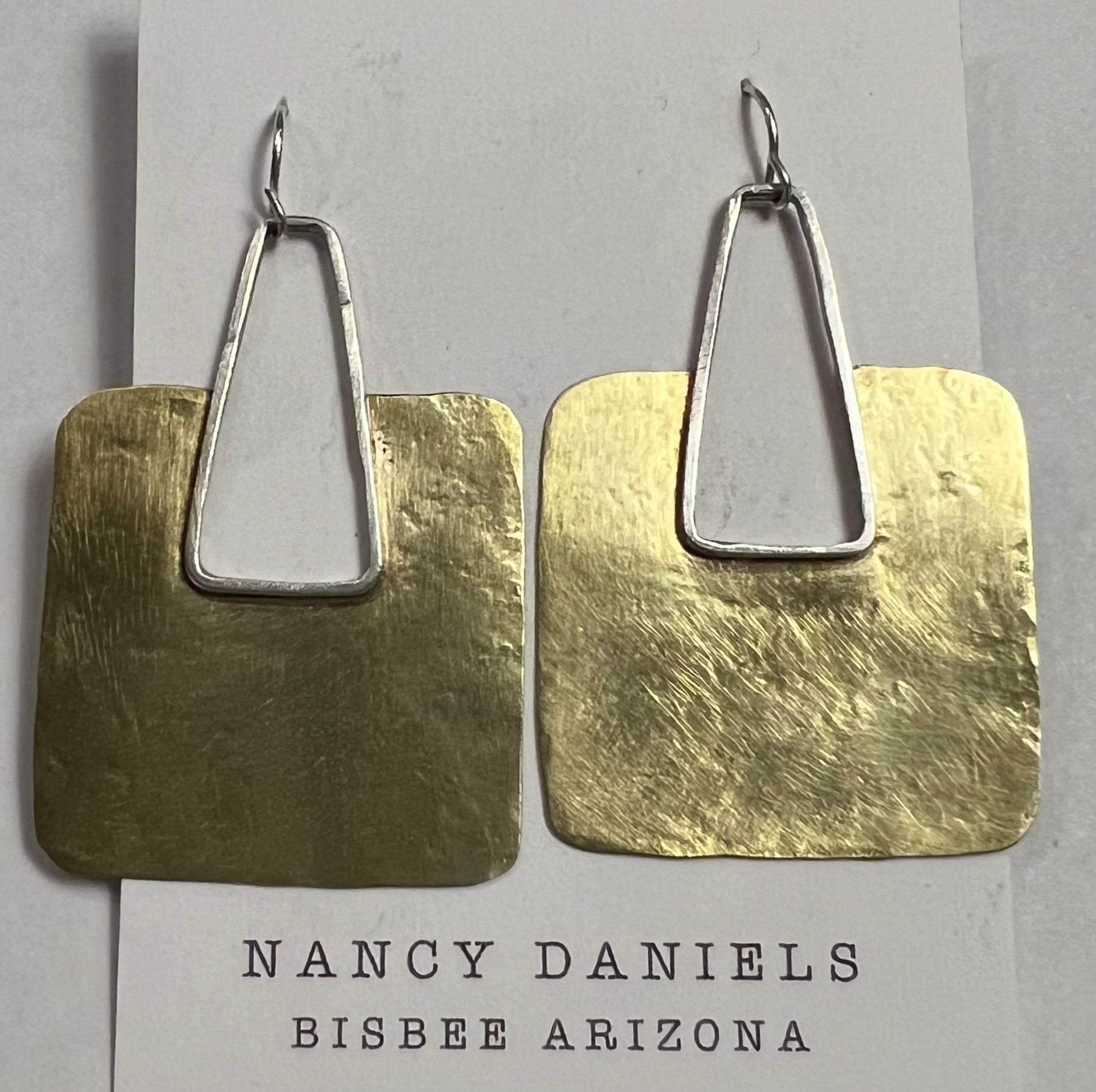 Nancy Daniels Izma Brass & Sterling Silver Earrings