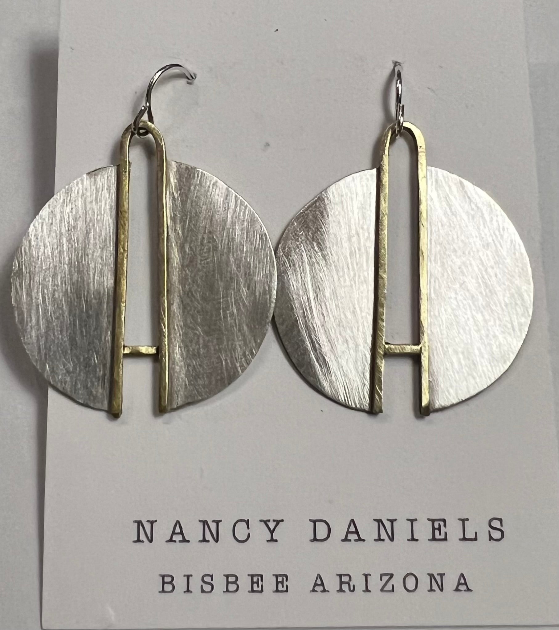 Nancy Daniels Lunar Eclipse Brass & Sterling Earrings