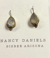 Nancy Daniels Moonstone Brass & Sterling Earrings