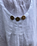 Plum Loco TM6491W WHITE Linen Capri One-Size Button Pant