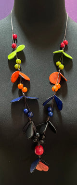 Canoa TSL3 RED/BLACK/GREEN/ORANGE/BLUE Tassels Tagua Necklace