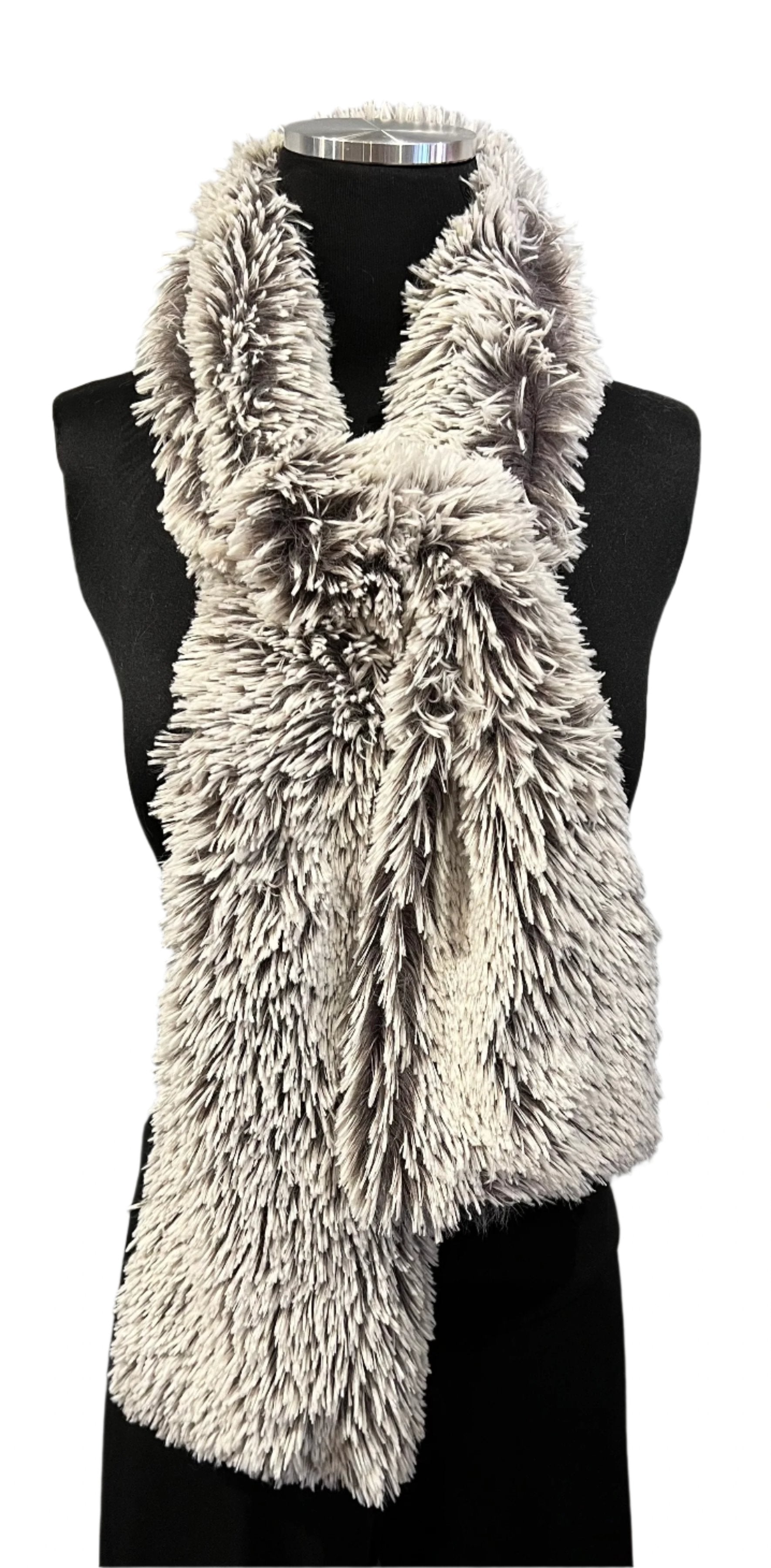 Vine Street 106SV Silver Shag Long Faux Fur Scarf