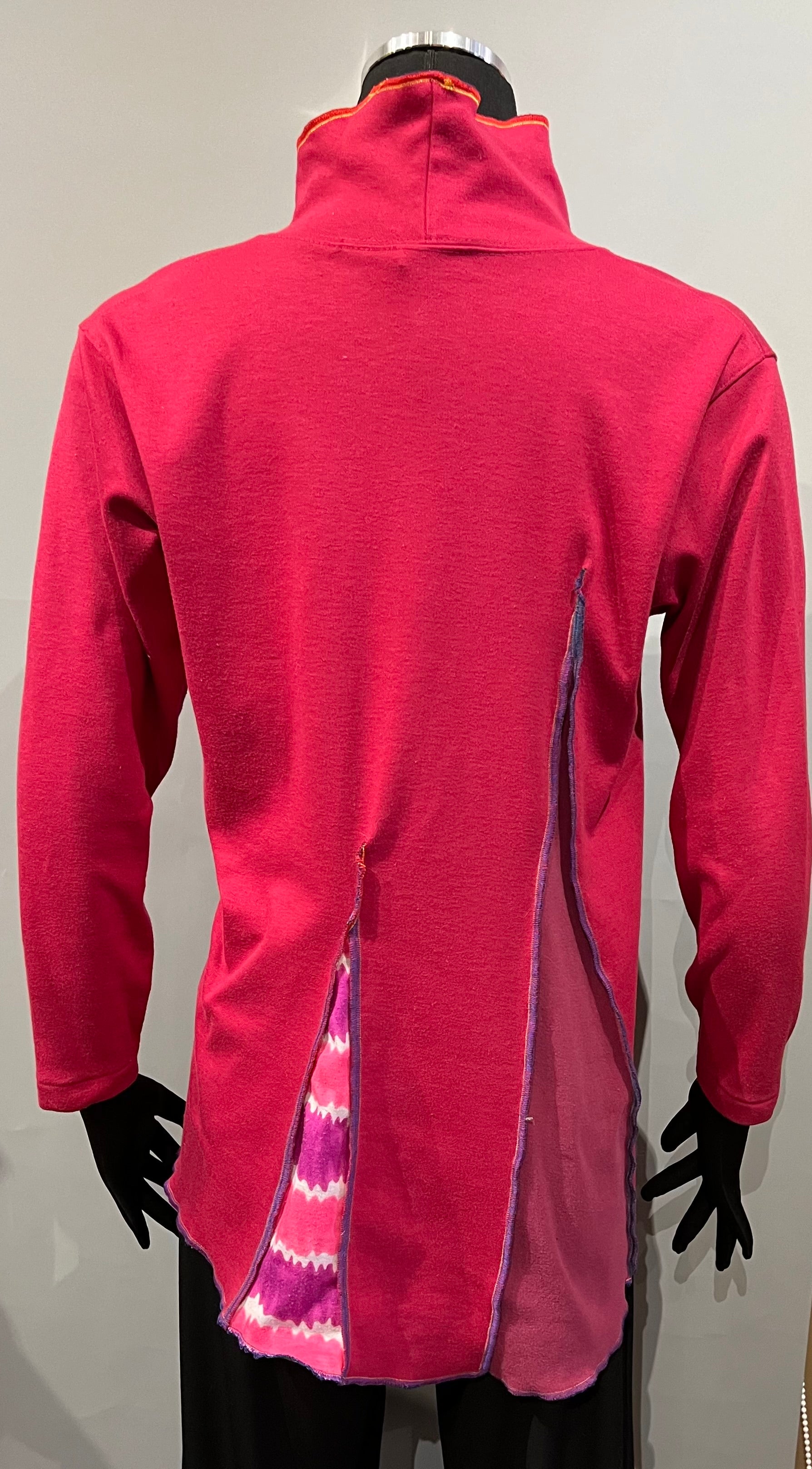 Rags 2 Riches R2R9 (Size M/L) Fuchsia Thick Cotton Knit Sweater With Decorative Inserts