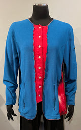 Rags 2 Riches R2R2 (Size L/XL) Polar Fleece Button Front Top With Princess Seam and Zipper Pockets