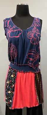 Rags 2 Riches R2R8 (Size M) Navy Red Fuchsia Sleeveless Tunic