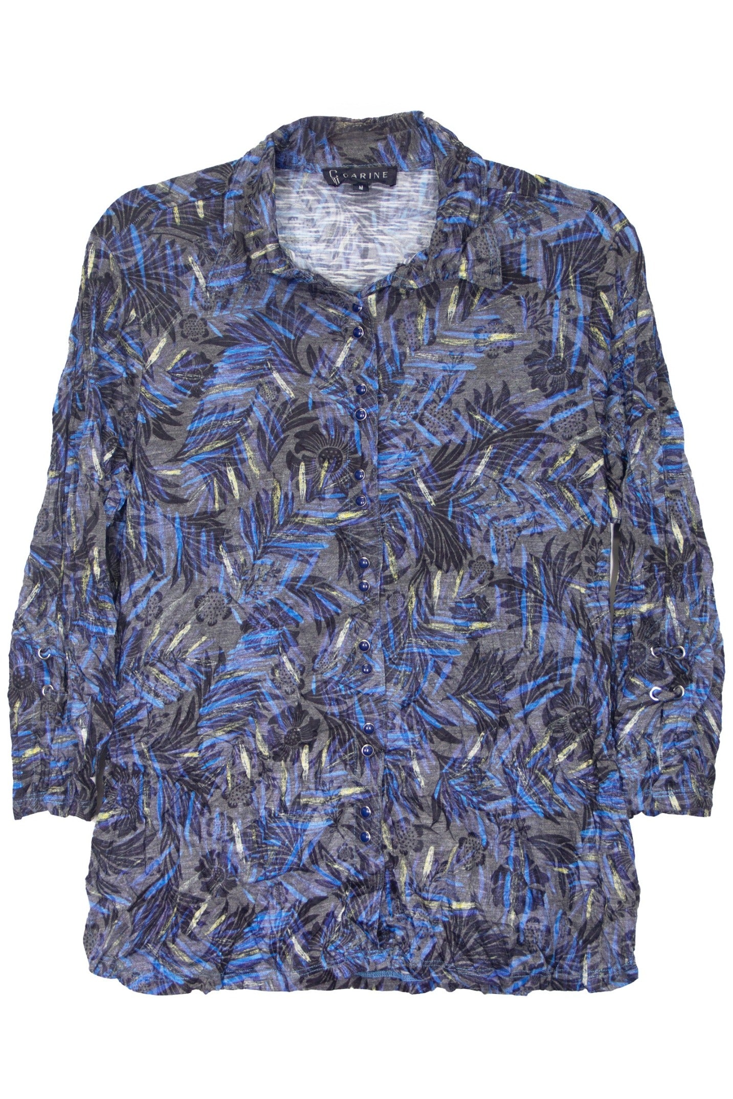 Carine BC26060 INDIGO CANOPY Burnout Crinkle Sabrina Shirt