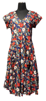 Dress Addict JALAN602 100% Crinkle Cotton V-Neck Cap Sleeve Dress
