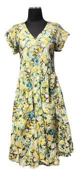 Dress Addict JALAN605 100% Crinkle Cotton V-Neck Cap Sleeve Dress