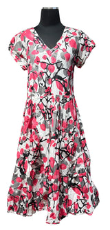 Dress Addict JALAN613 100% Crinkle Cotton V-Neck Cap Sleeve Dress