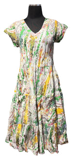 Dress Addict JALAN6A 100% Crinkle Cotton V-Neck Cap Sleeve Dress