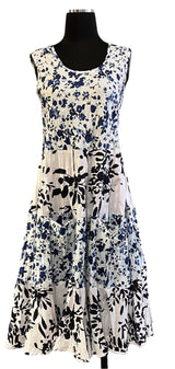 Dress Addict JOYMIXT6 Joy Mixed Print 100% Organic Cotton Round Neck Sleeveless Crinkle Dress