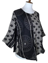 Yasuko KI-176G GRAY Essential Hand Printed Polka Dot & Stripe Blouse
