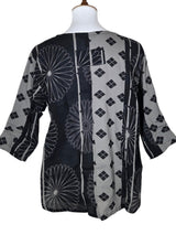 Yasuko KI-176G GRAY Essential Hand Printed Polka Dot & Stripe Blouse