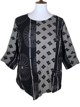 Yasuko KI-176G GRAY Essential Hand Printed Polka Dot & Stripe Blouse