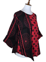 Yasuko KI-176RE RED Essential Hand Printed Polka Dot & Stripe Blouse