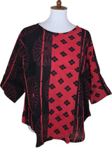 Yasuko KI-176RE RED Essential Hand Printed Polka Dot & Stripe Blouse