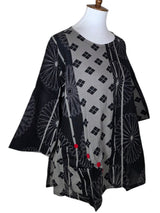 Yasuko KI-203GR GRAY Hand Printed Button Blouse