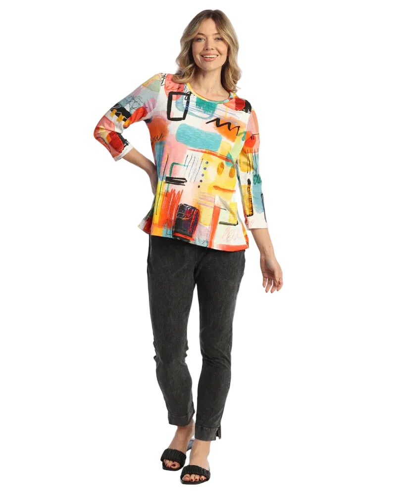 Jess & Jane KM4-2113 Modernist Cotton Modal Boxy Top With Pocket