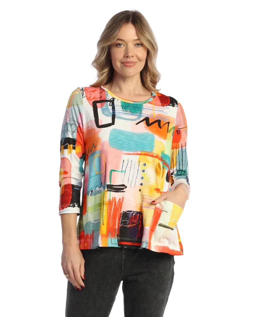 Jess & Jane KM4-2113 Modernist Cotton Modal Boxy Top With Pocket