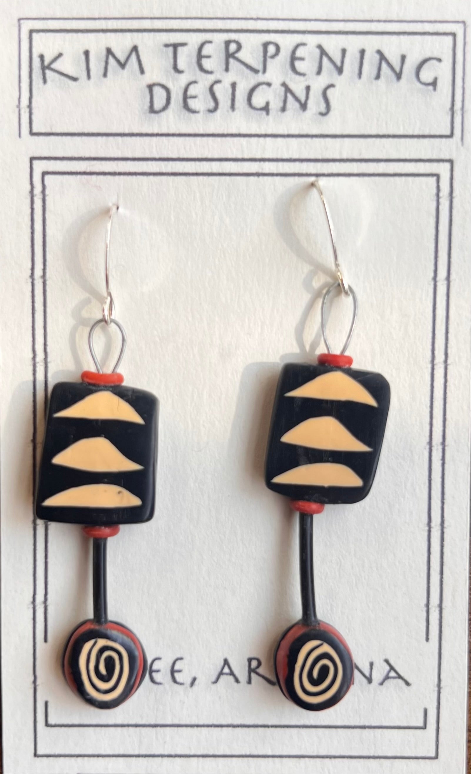 Kim Terpening KTE2.5-1. 2.5" Mixed Media Polymer Clay Earrings