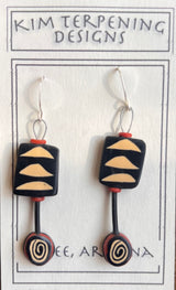 Kim Terpening KTE2.5-1. 2.5" Mixed Media Polymer Clay Earrings