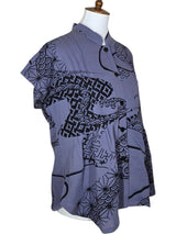 Yasuko KW126LA LAVENDER Kimono Wave Pintuck Cap Sleeve Lightweight Blouse